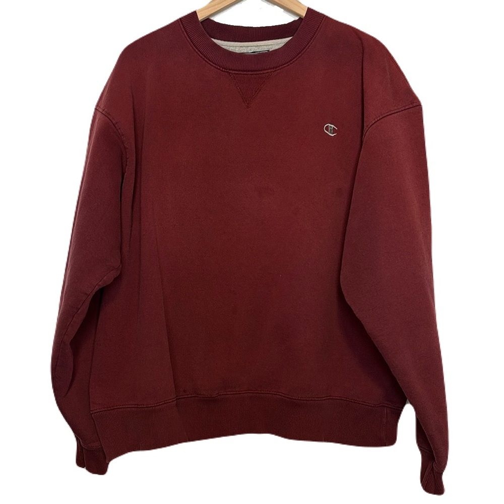 Vintage Champion Crewneck Pullover Sweatshirt Extra Large XL Maroon Distressed